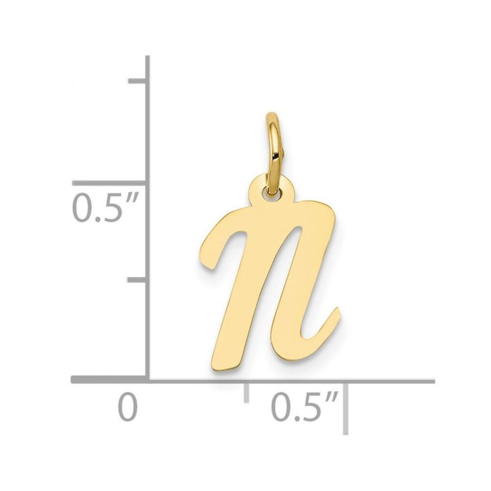 10k Yellow Gold Small Script Initial N Charm - image 3